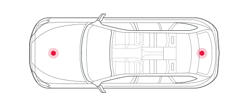 해당 제품의 위치는 차량 내부 및 트렁크